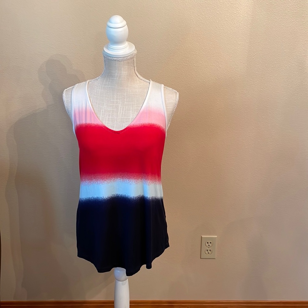 NWT Maurices 24/7 Sleeveless V Neck Tank Top Stripe Size small